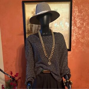 Velvet Black and White Knit Sweater